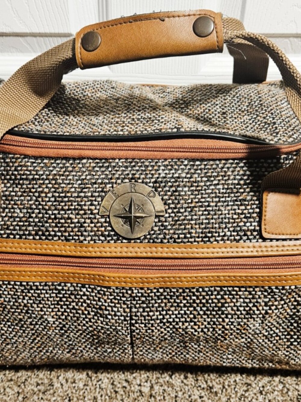 Vintage Verdi Tweed Travel Carry On - Retro 70s - Boho Style